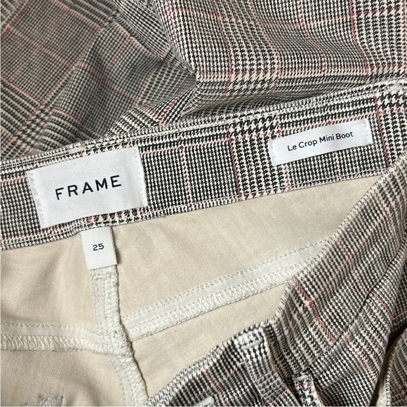 FRAME 90s Houndstooth Plaid Check Denim High Waist Ankle Crop Kick Flare Jean 25 - Picture 10 of 13